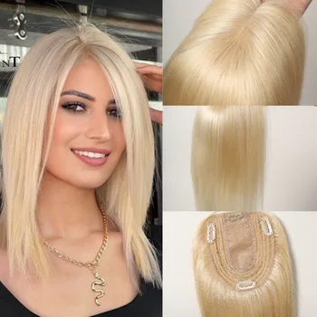 Allbell Hair Topper 10x12 см Шелковая Основа Человеческих Волос Topper Зажим Для Наращивания Волос из 100% Человеческих Волос One Piece Для Женщин 12 Дюймов Блондинка