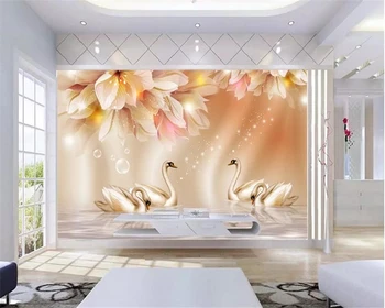Beibehang фото 3D обои Современные 3D высокого качества роза лебедь цветок гостиная ТВ фон стены обои для рабочего стола домашний декор