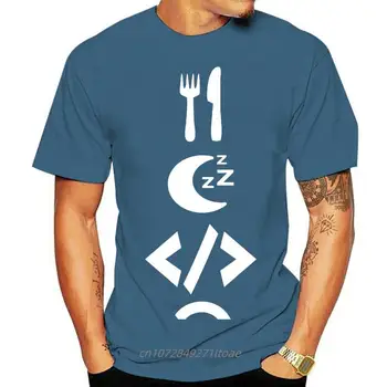 Eat Sleep Code Repeat Мужская хлопковая футболка для компьютерного кодирования с исходным кодом Dtat Java Html