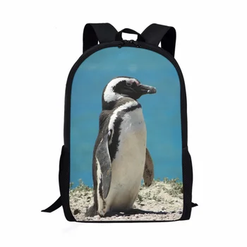 HYCOOL Бесплатный Рюкзак с 3D принтом пингвина на заказ для подростков, дорожная сумка для ноутбука, Высококачественный холщовый рюкзак, Сумки для книг в подарок