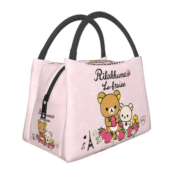 Kawaii Cartoon Bear Rilakkuma Изолированная сумка для ланча для женщин, водонепроницаемый Термосумка-холодильник, сумка для ланча для пикника на работе