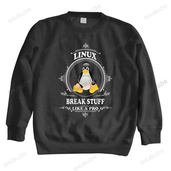 Linux Break Stuff Like A Pro толстовки для Мужчин с предварительно высушенной хлопчатобумажной капюшоном Penguin Developer Programmer Ccoder толстовка Топ