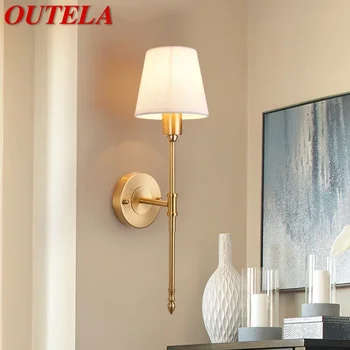 OUTELA Американский латунный настенный светильник для гостиной, спальни, прикроватной тумбочки, ретро-гостиничного коридора, настенного светильника для прихожей