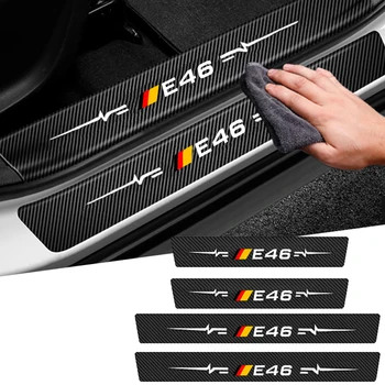 Автомобильные наклейки Защита от царапин На пороге Защита Порога для BMW 3 Серии E46 Логотип Аксессуары для укладки из углеродного волокна