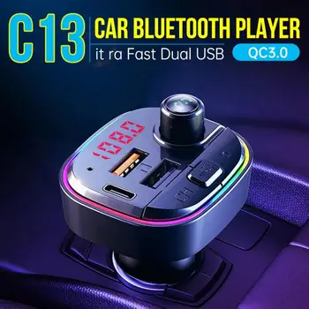 Автомобильный Беспроводной Bluetooth FM-передатчик MP3-плеер с двумя USB-адаптерами для автомобильного зарядного устройства, автомобильными аксессуарами, U-дисковым AUX-плеером