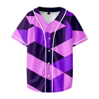Бейсбольная футболка с геометрическим фиолетовым рисунком, 3D принты, футболка унисекс с коротким рукавом, повседневная уличная одежда, Женская мужская одежда