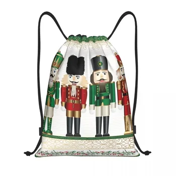 Веселого Рождества Щелкунчики Рюкзак на шнурке Спортивная спортивная сумка для мужчин и женщин Щелкунчик Солдатик Кукла Подарочный пакет для покупок
