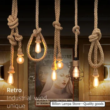 Винтажная Пеньковая веревка длиной 1/2/3/4/5 м в стиле ретро Лофт с одной головкой, с двумя головками, Промышленный светильник, Подвесной светильник, Лампа Эдисона