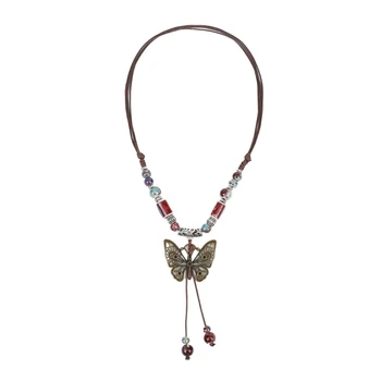 Винтажное ожерелье с подвеской, цепочка для ключиц, ювелирное изделие, ожерелье из керамических бусин, прямая поставка