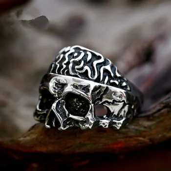 Винтажные женские и мужские кольца с черепом в стиле панк-готика из нержавеющей стали, уникальные для байкерских украшений, Креативный подарок на Хэллоуин Оптом