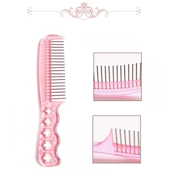 Высококачественный парик с розовыми металлическими зубьями из нержавеющей стали, специальная расческа, гребень со стальными зубьями, парик, Пластиковая маленькая стальная расческа для мужчин и женщин