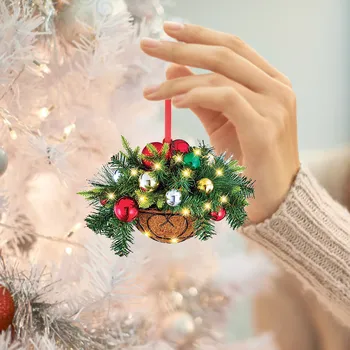 Деревянные подвесные украшения, Корзина для Рождественской елки, искусственное украшение, Декор в помещении, подарок, Праздничная атмосфера, Новый год