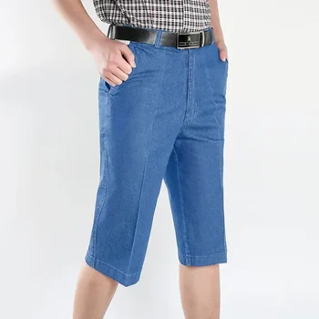 Джинсовые шорты среднего возраста мужские отцовские свободного кроя летние дышащие тонкие брюки для пожилых людей на молнии