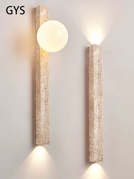 Длинный настенный светильник LED в стиле ретро, прикроватный светильник из камня для спальни, Атмосферное освещение в кремовом стиле для украшения дома на лестнице, в гостиной