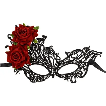 Женская кружевная маскарадная маска с розами для косплея, праздничные принадлежности для вечеринок