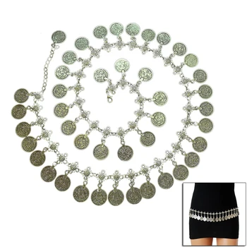 Женская Многослойная Поясная цепочка, Регулируемые ремни-цепочки для тела с декором в виде монет, украшения для талии, Аксессуары для тела