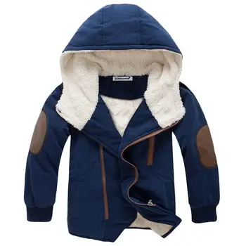Зимние толстые куртки для мальчиков 2023, Новая теплая одежда, детская куртка Плюс бархатная стеганая куртка, куртки с капюшоном для мальчиков, зимний костюм средней длины