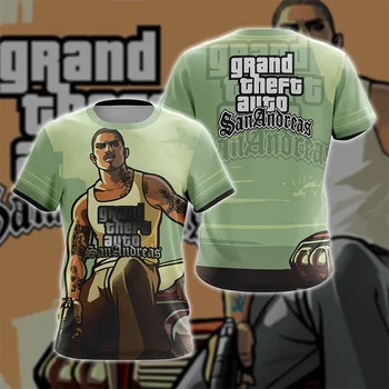 Игра GTA 5 Графические Футболки Игры Grand Theft Auto V Футболка С 3D Принтом Для Мужчин Одежда Повседневная Футболка Для Мальчиков Детская Футболка Мужские Топы Y2k