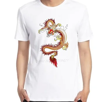Китайские татуировки дракона харадзюку, футболки Унисекс с графическим рисунком, модные футболки оверсайз с коротким рукавом, футболки, топы, Летняя мужская одежда
