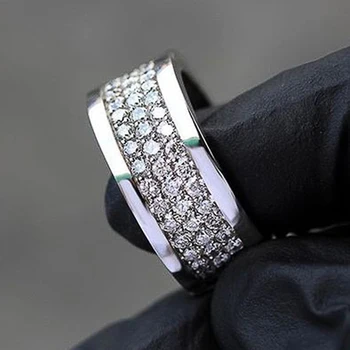 Классические обручальные кольца серебряного цвета для женщин с покрытием из блестящего фианита Элегантные кольца для предложений о помолвке Ювелирные изделия в неподвластном времени стиле