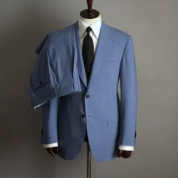 Классические синие мужские костюмы для свадьбы Смокинг жениха блейзер Жилет Брюки Полный мужской костюм деловая одежда Официальная вечеринка Ropa hombre