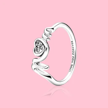 Кольцо Pandora в виде сердца из стерлингового серебра для мамы с паве На День матери, ювелирный подарок для мамы