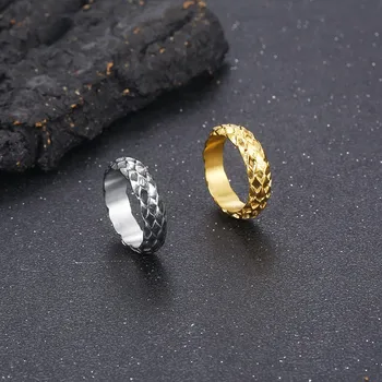 Кольцо из чешуи дракона Fongten для мужчин и женщин, круглые коктейльные кольца из нержавеющей стали, мужские украшения цвета: золотистый, серебристый