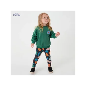 Комплект для девочек, осенне-зимний детский свитер на флисовой подкладке, костюм для отдыха в европейском и американском стиле для 2-10 лет, одежда для маленьких девочек