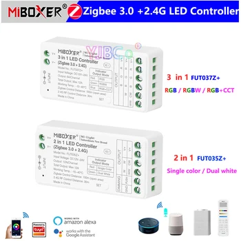 Контроллер светодиодной ленты Miboxer DC12-24V Zigbee 3.0 FUT035Z + 2in1/FUT037Z + 3in1 + 2.4G, Для одиночной светодиодной ленты Coler/CCT/RGB/RGBW/RGB + CCT