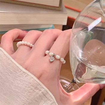 Корейское новое кольцо с имитацией жемчуга в минималистичном стиле с жемчугом на палец для женщин, Белое круглое кольцо с жемчугом, подарок на годовщину свадьбы Оптом