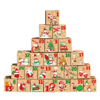 Коробки с Рождественским Адвент-календарем, Семейная доска, Настенное напоминание, Декор из бумаги ручной работы, Подарочный карман на стене, Зимнее украшение