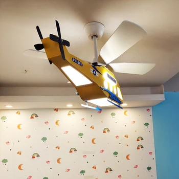 Креативный светильник-вертолет для детской комнаты, Современный минималистичный потолочный светильник для спальни мальчика, мультяшный светильник для комнаты, декоративный самолет