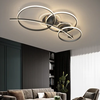 Лампа в гостиной, Новый современный минималистичный потолочный светильник, светильник для поверхностного монтажа, Скандинавское атмосферное креативное кольцо