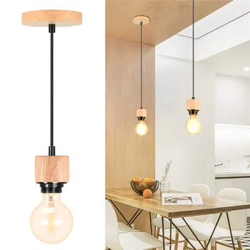 Минималистичный подвесной светильник в скандинавском стиле с держателем LED E27, деревянные подвесные светильники для бара-ресторана у прохода, небольшой подвесной светильник