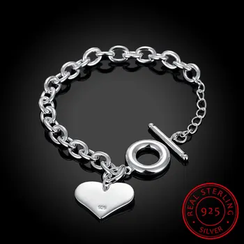 Модный браслет LEKANI с гладким сердечком любви для женщин, браслеты из стерлингового серебра 925 пробы, женская ручная цепочка, браслет pulseira