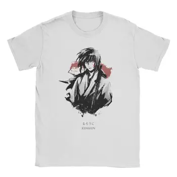 Мужская футболка Himura Kenshin Rurouni Kenshin, Аниме, Топы Из Чистого хлопка, Винтажная футболка С коротким рукавом и круглым вырезом, Футболка размера Плюс