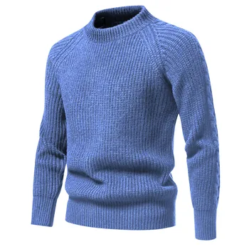 Мужской повседневный вязаный пуловер, осенне-зимний новый удобный и теплый вязаный свитер с полувысоким вырезом