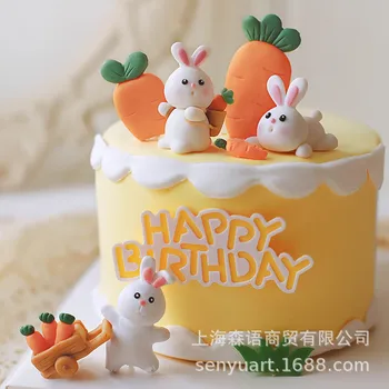 Мультяшный Кролик, Украшение Морковного торта, Пасхальная вечеринка с Кроликом, сделай САМ, Счастливый Пасхальный Декор для дома 2024, Детский День Рождения