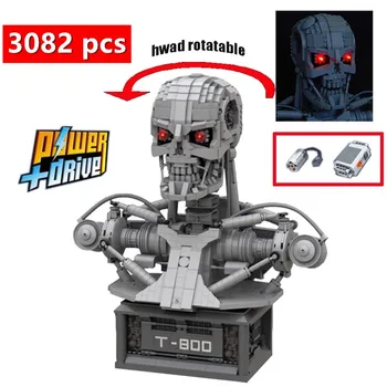 Новый бюст PF Terminator T-800 MOC-20570 Fit HighRobot Power Function Строительные блоки, кирпичи, детская игрушка в подарок