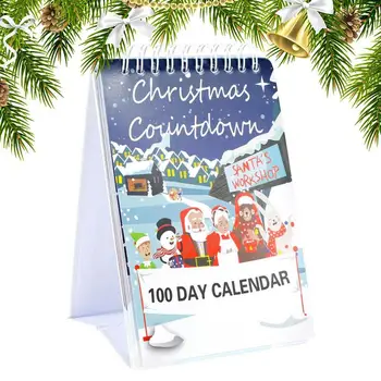 Обратный отсчет до Рождества Календарь на 2023 год Настольный Отрывной Листающий календарь на 100 дней Рождественский календарь для школы, компании, дома