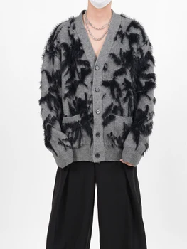 Одежда в темном авангардном стиле, вязаный кардиган, винтажный свитер для мужчин, свободные и ленивые свитера, пальто