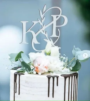 Персонализированный топпер для свадебного торта Свадебные Инициалы Топпер для торта Буква Шарм для торта На Заказ Свадебная монограмма Топпер Для вечеринки Декор