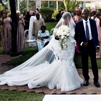 Плюс Размер Русалка Свадебное Южноафриканское Платье Невесты С Кружевными Аппликациями С Открытыми Плечами Гламурное Сексуальное Свадебное Платье