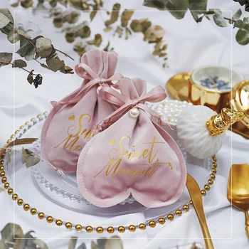 Подарочный пакет на шнурке с розовым сердечком, сладкие упаковочные пакеты, коробка конфет, подарочные пакеты для свадебных подарков, украшения для детских подарков в душе