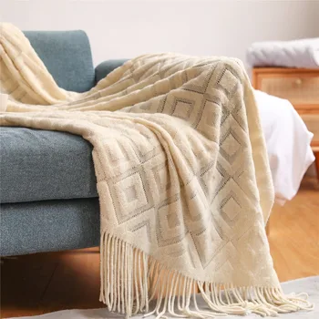 Покрывало для дивана, Пододеяльник, Плед, Вязаное одеяло, Офисное одеяло для ворса, Жаккардовое маленькое одеяло, Нитяное одеяло в американском стиле