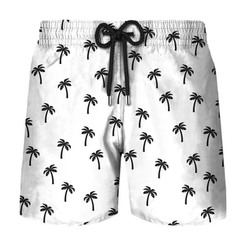 Простые пляжные короткие штаны с 3D-принтом кокосовой пальмы, мужские летние пляжные шорты, купальник, мужские плавки, Быстросохнущие шорты на заказ