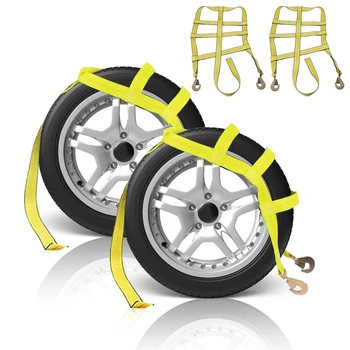 ремень для буксировочной тележки из 2 предметов со сверхпрочными витыми крючками-защелками, ремень для колес с ободом от 15 до 20 дюймов