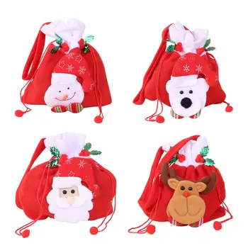 Рождественская подарочная сумка красного цвета с удобной ручкой для переноски Многоразовая Портативная сумка для подарков на День рождения, упаковка для конфет, сумка для яблок