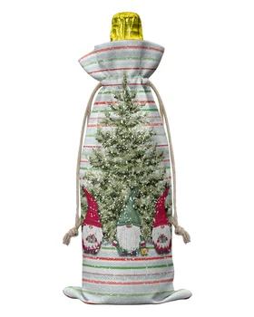 Рождественские крышки для винных бутылок линии Snowflake Snowy Dwarf со шнурком, сумка для вина, Упаковочная сумка, Декор для свадебной вечеринки, подарок