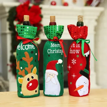 Рождественские сумки для бутылок вина Винные бутылки Рождественский Винный рукав Мешковина Крышки для бутылок Санта Клауса